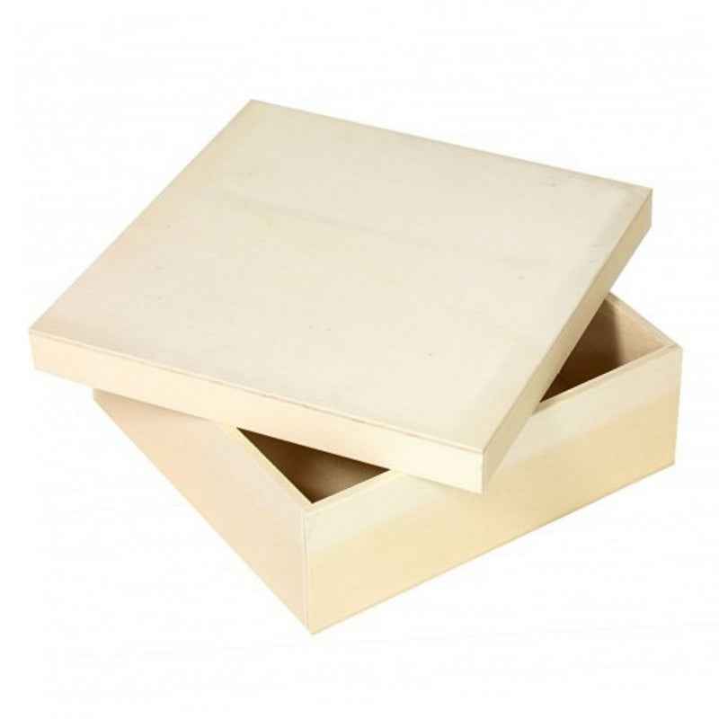 Caixa Quadrada de Madeira com 23x23x8cm e Tampa